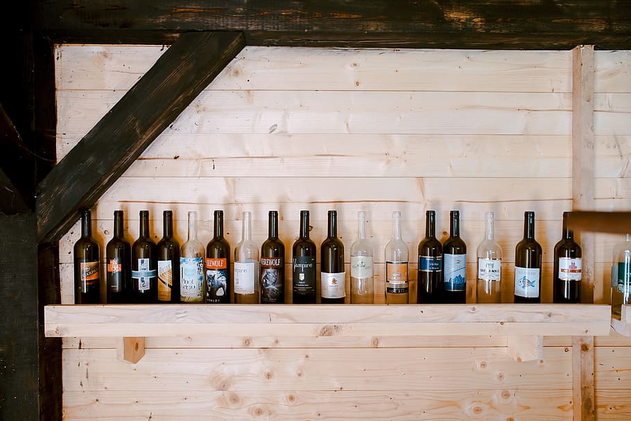 pattern, wallpaper, barn, bottle colection, wood, wooden room HD wallpaper