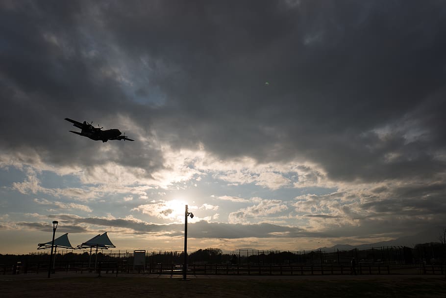 cloud - sky, sunset, air vehicle, flying, nature, airplane HD wallpaper