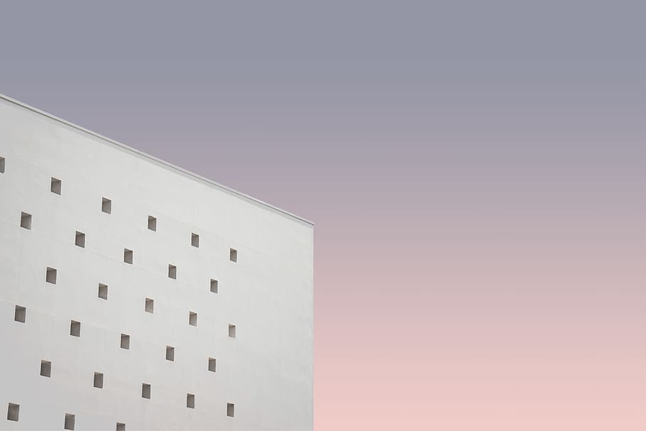 white concrete building, sky, architecture, window, modern design HD wallpaper