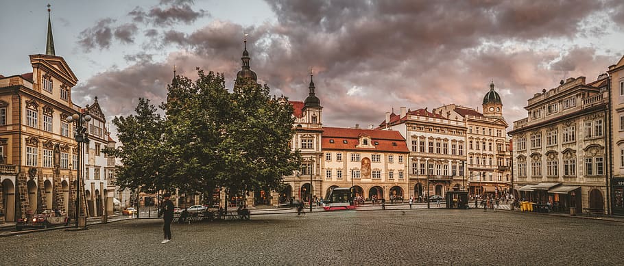 prague, space, city, building, historic center, road, church HD wallpaper