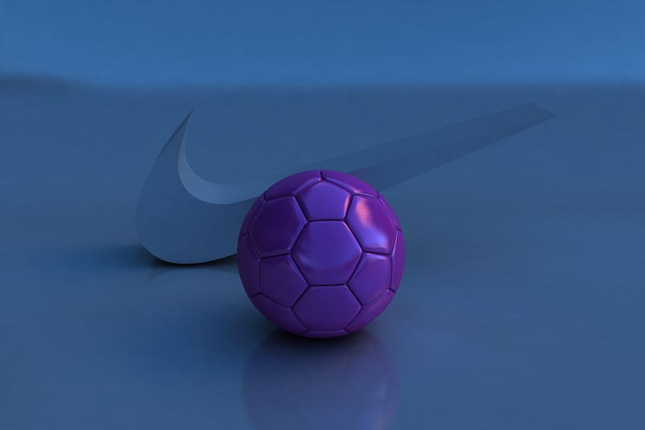 ball, vivid, nike, studio shot, blue background, indoors, colored background HD wallpaper