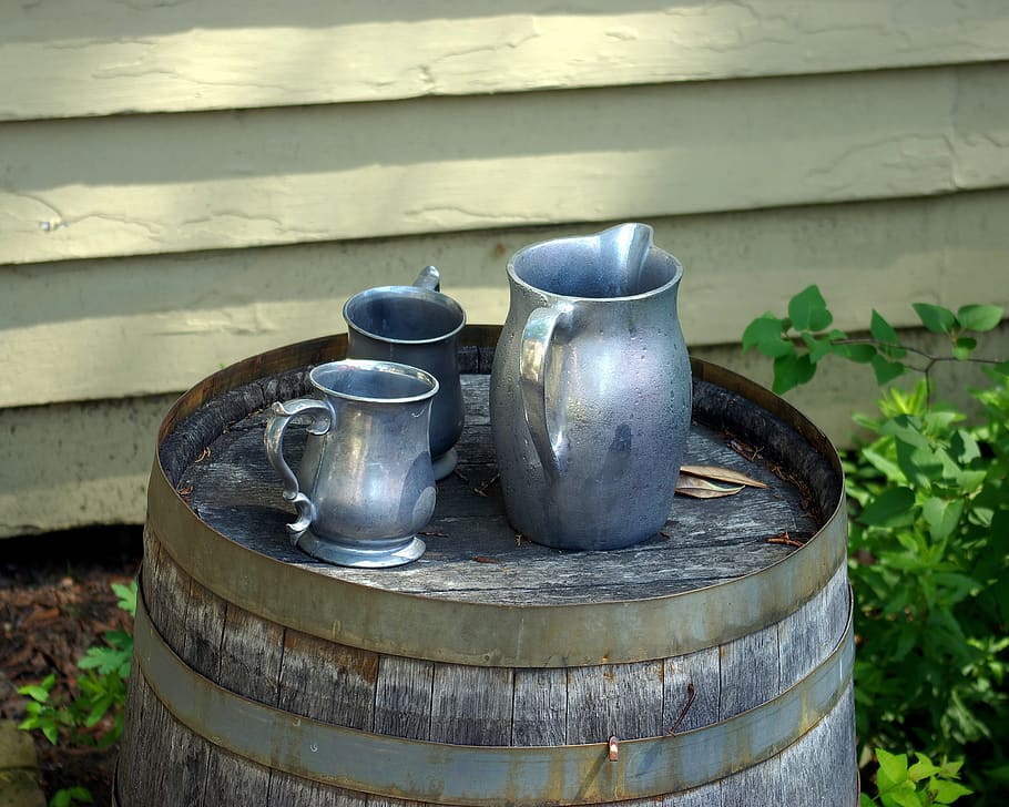 historic arkansas pewter-ware, mug, pitcher, condensation, cold, HD wallpaper