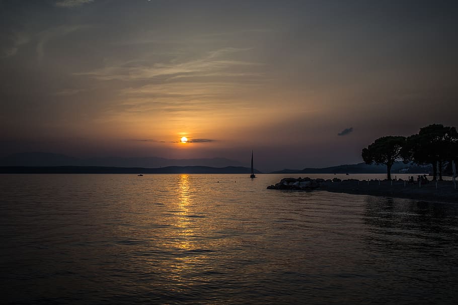 west, sun, sea, water, sky, twilight, coast, summer, clouds HD wallpaper