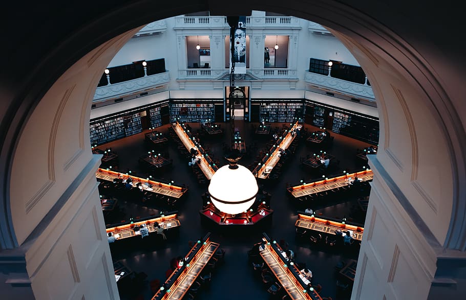 melbourne, library, architecture, building, desks, studying HD wallpaper