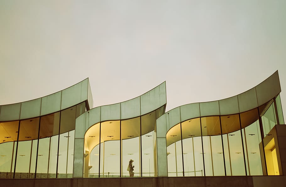 person standing on architectural building, sky, architecture HD wallpaper