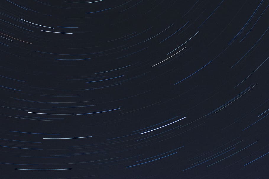 sky, star, night, long exposure, streak, line, blue, trail HD wallpaper