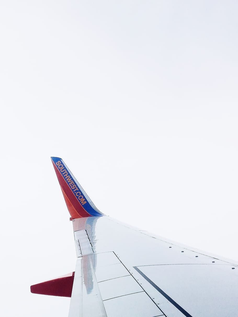 white, clouds, plane, southwest, flying, airplane, air vehicle HD wallpaper