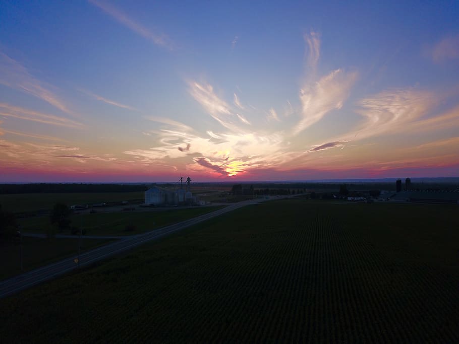 canada, lachute, drone, sunset, farm, fall, sky, cloud - sky HD wallpaper