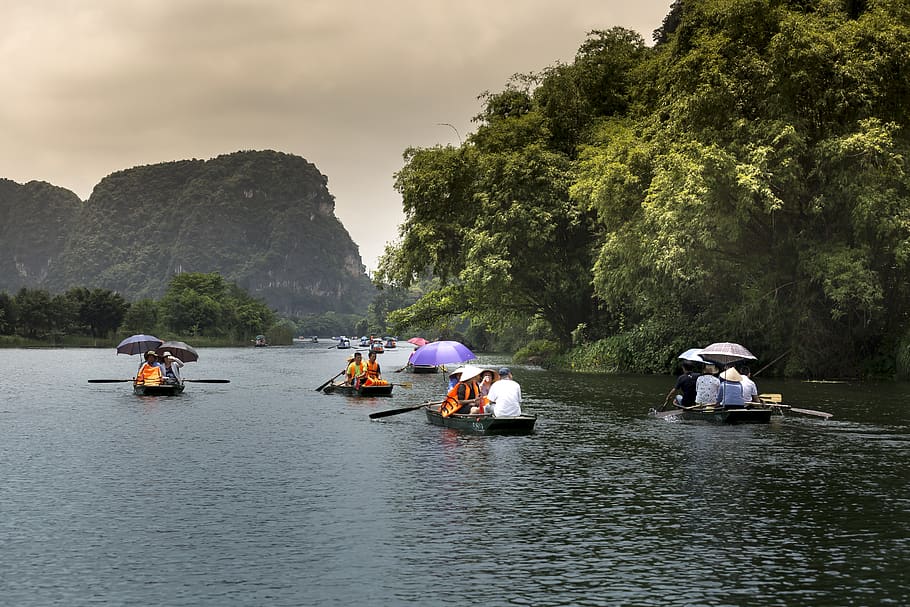 People Riding Jon Boats, kayak, lake, river, transportation system