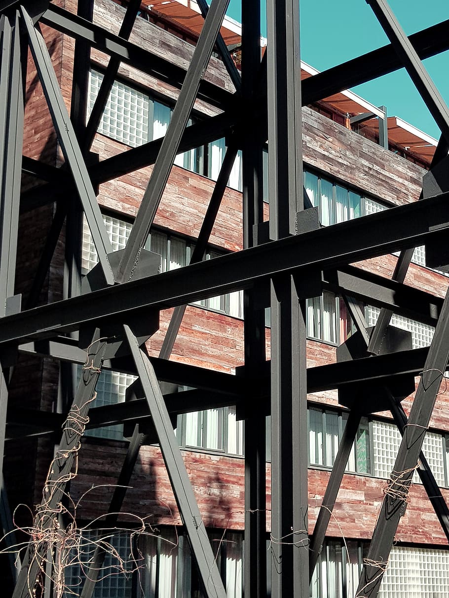 building, architecture, window, staircase, skylight, brick HD wallpaper