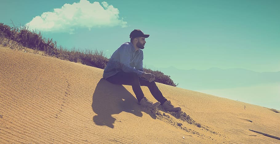 desert, summer, sky, blue, mountain, desert sands, morocco HD wallpaper