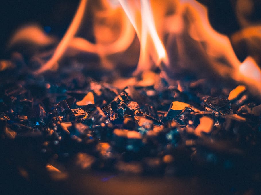 fire, bonfire, flame, glass, macro, wallpaper, camp, flames, coal, HD wallpaper