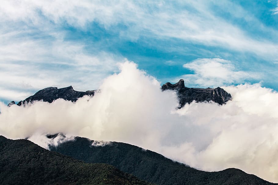clouds, forest, mountain, vast, scenary, epic, sierra, borneo, HD wallpaper