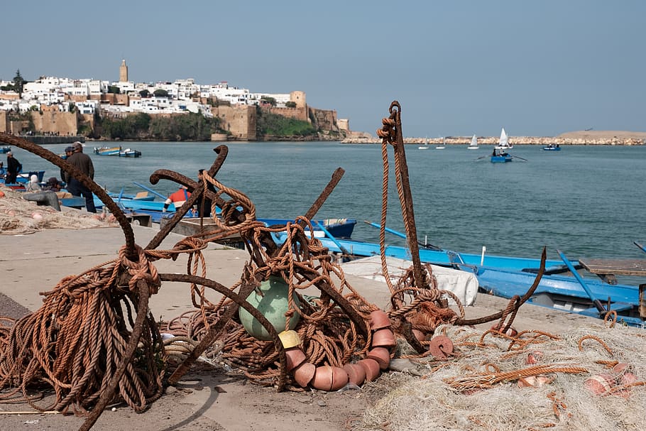 brown metal with rope near ocean, human, person, rust, boat, transportation, HD wallpaper