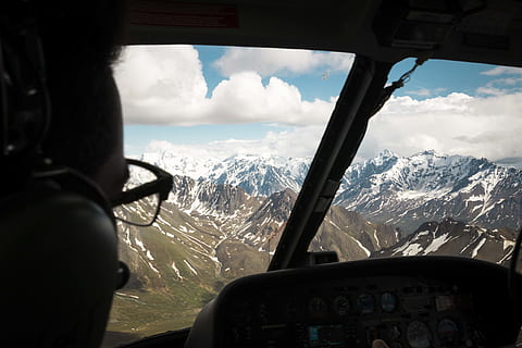 snow capped mountain view through vehicle, cockpit, bike, bicycle HD wallpaper