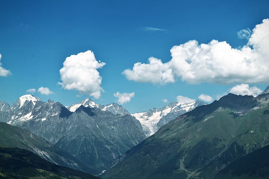 georgia, mestia, mountains, clouds, sky, scenics - nature, cloud - sky, HD wallpaper