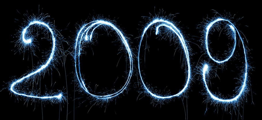figure, numeral, 2009, fireworks, past, illuminated, black background HD wallpaper
