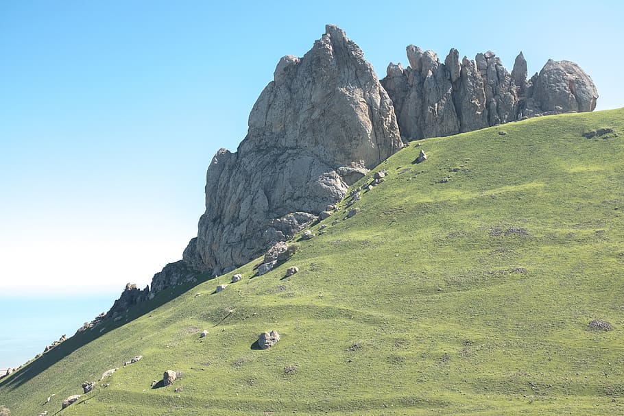 azerbaijan, beshbarmaq, sijazan, grasslands, landscape, summits, HD wallpaper