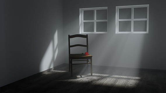 lonely, abandoned, window, room, rose, chair, still life, atmosphere HD wallpaper