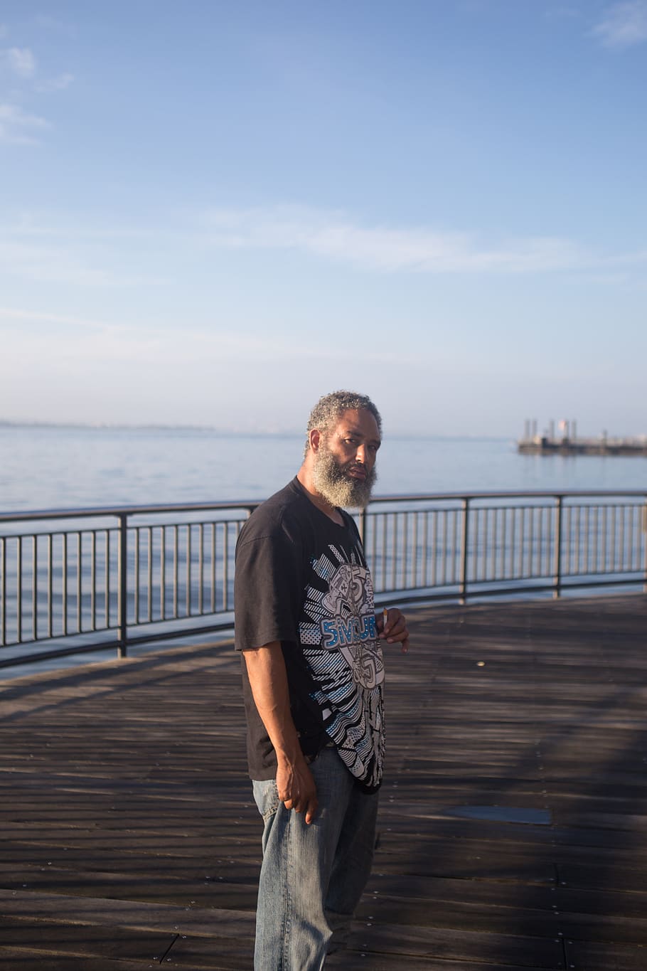nyc, hudson, sea, water, sky, railing, lifestyles, standing HD wallpaper