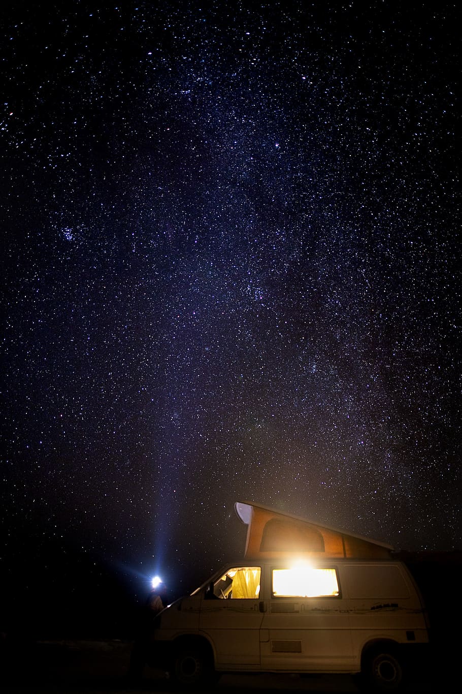 white van, night, star - space, sky, no people, astronomy, illuminated HD wallpaper