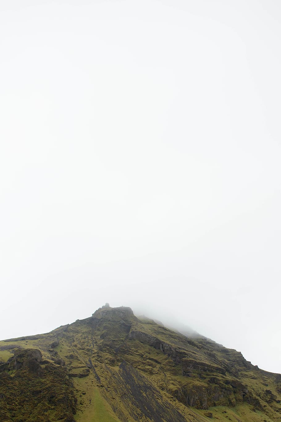 fog, green, clouds, mountain, frozen lava, sky, environment HD wallpaper