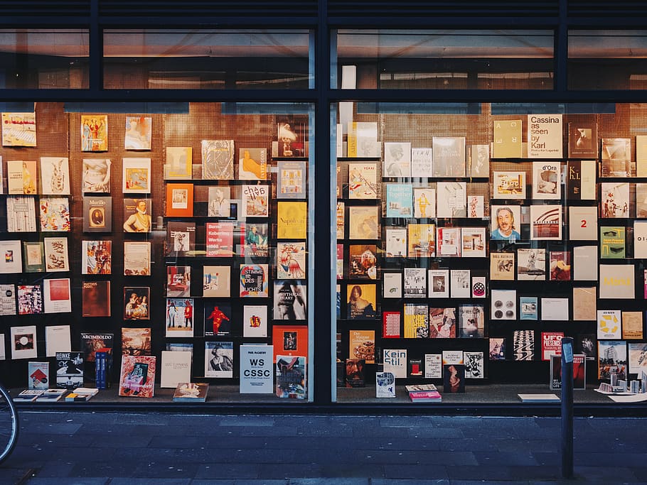 germany, cologne, books, shop window, city, urban, bookstore, HD wallpaper