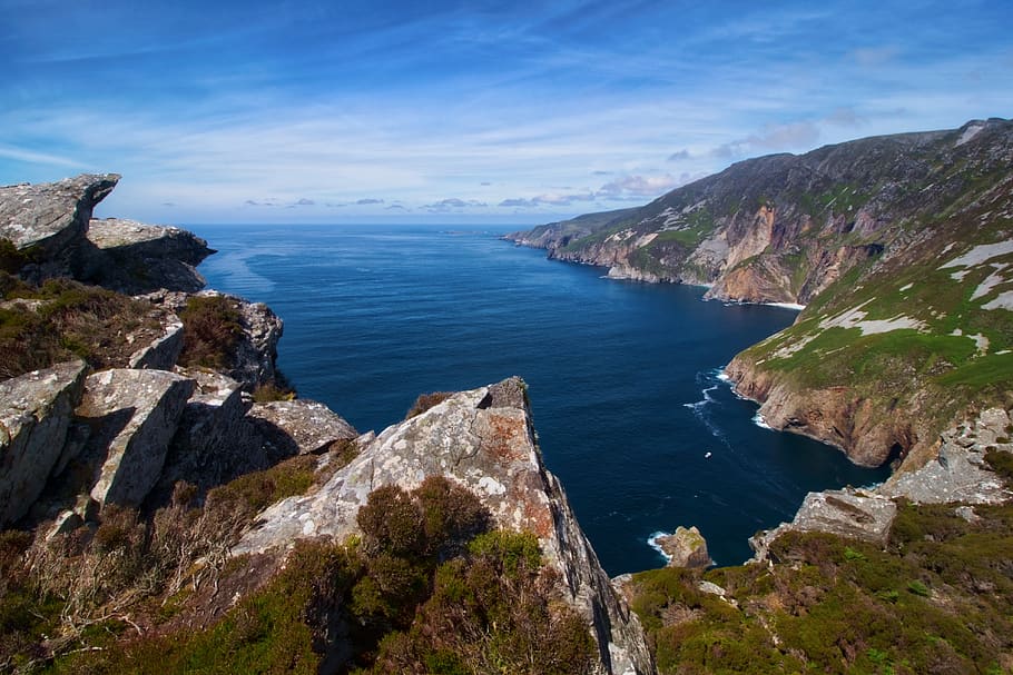 Landscape Photography Of Mountain Near Body Of Water, cliff, coast