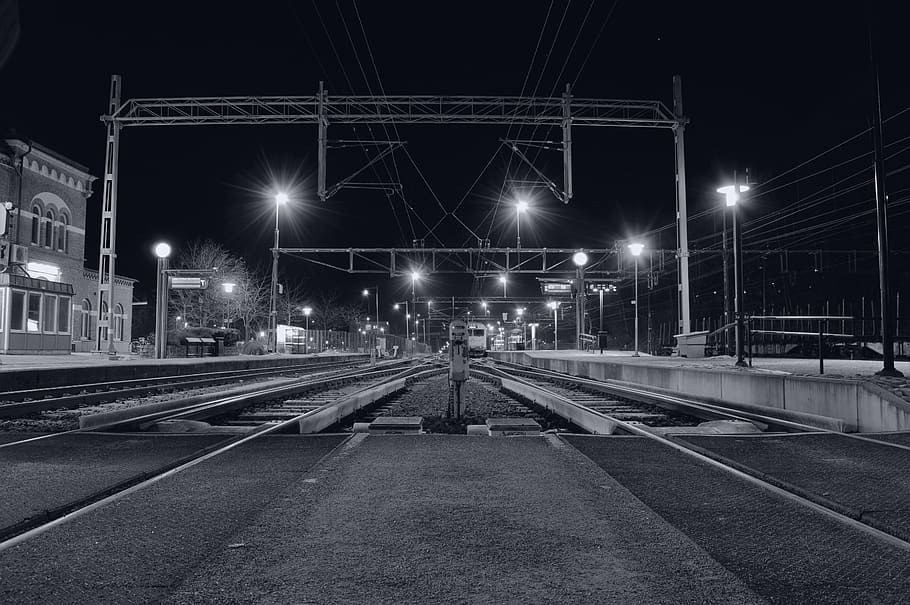 sweden, station, light, lights, outdoor, train, winter, track HD wallpaper