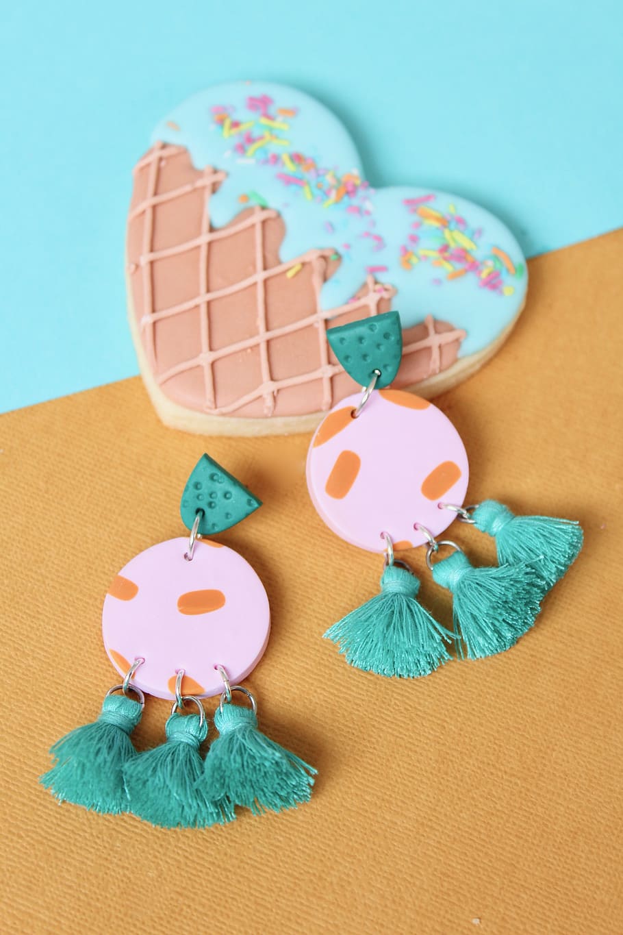 pink tassel earrings, candy, applique, sweet, product, yum, flatlay HD wallpaper
