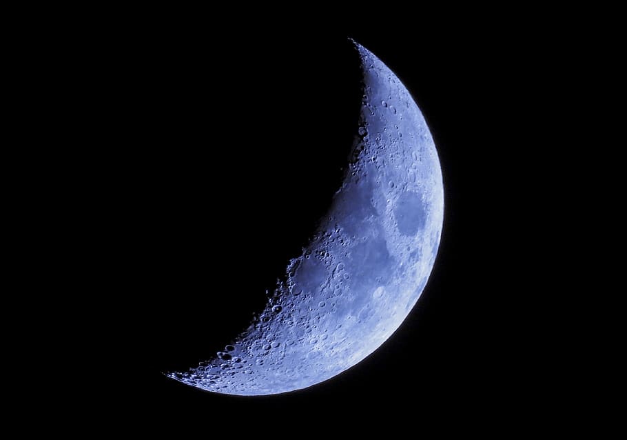 blue moon, night, space, astronomy, beauty in nature, moon surface HD wallpaper