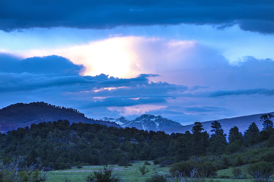 dramatic, countryside, night, nature, landscape, vista, clouds HD wallpaper