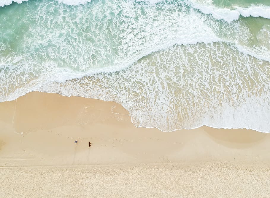 Apple Ios Wallpaper, beach, beautiful, coast, drone view, foam, HD wallpaper