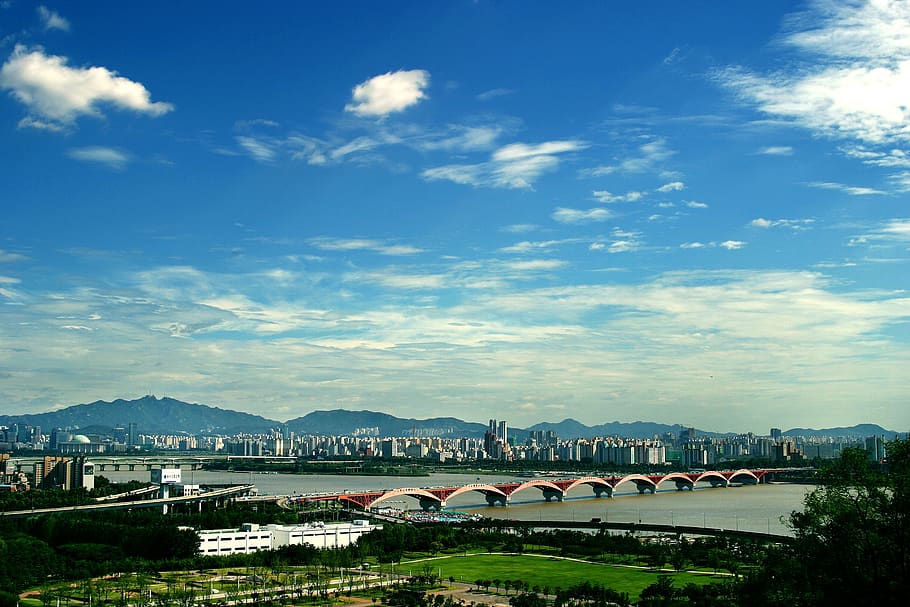 1170x2532px | free download | HD wallpaper: hangang river, bridge ...