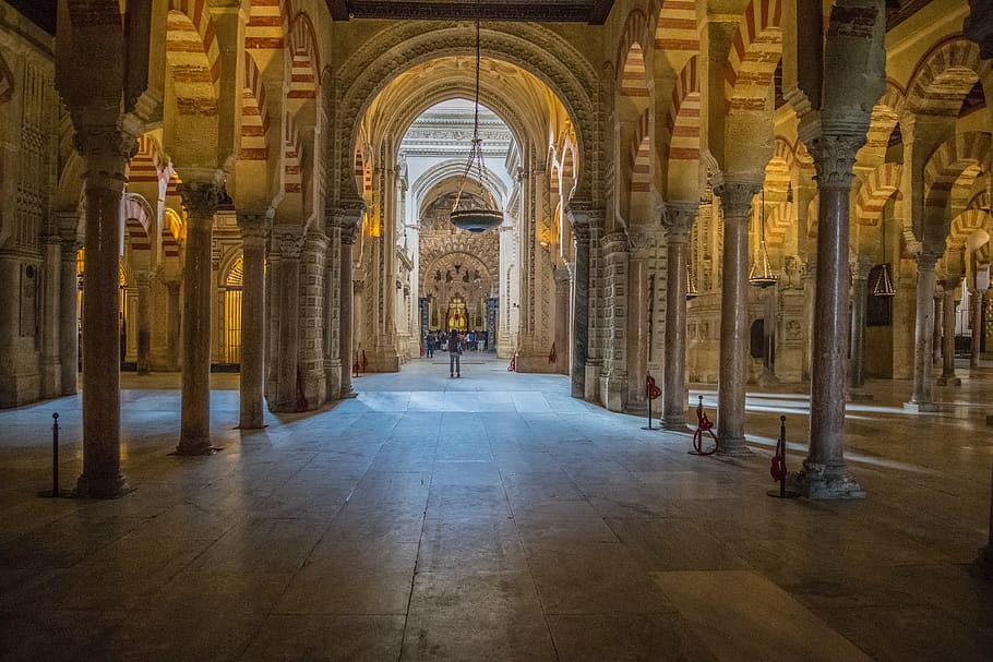 mosque, cordoba, cathedral, arches, andalusia, architecture, HD wallpaper