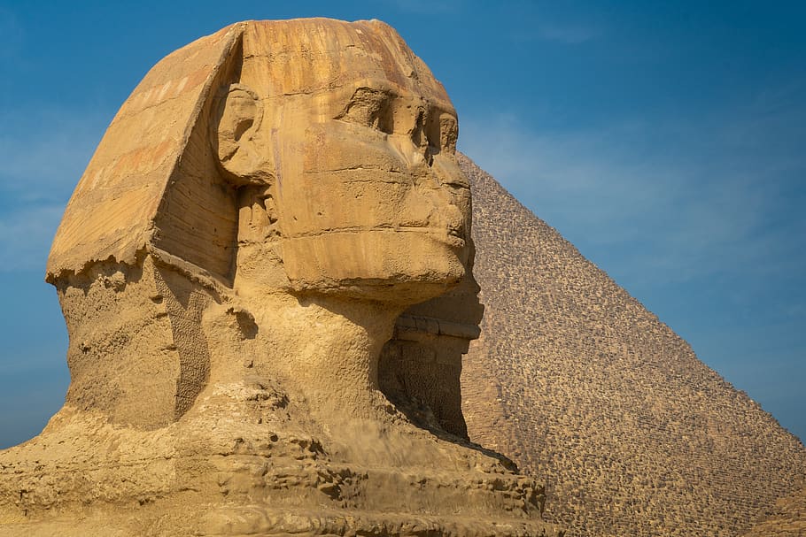 sphinx, egypt, monument, cairo, giza, historical, sky, art and craft HD wallpaper