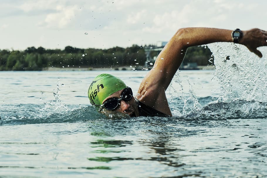 Person Swimming on Body of Water, action, active, athlete, daylight, HD wallpaper