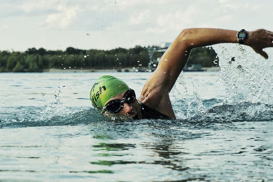 Person Swimming on Body of Water, action, active, athlete, daylight HD wallpaper
