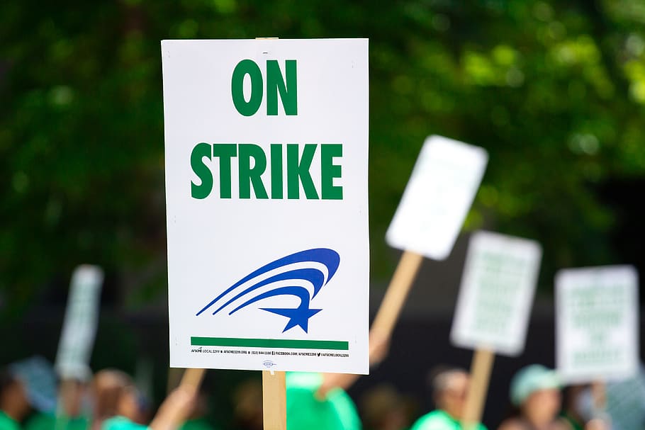 People Rallying Carrying on Strike Signage, protest, communication HD wallpaper