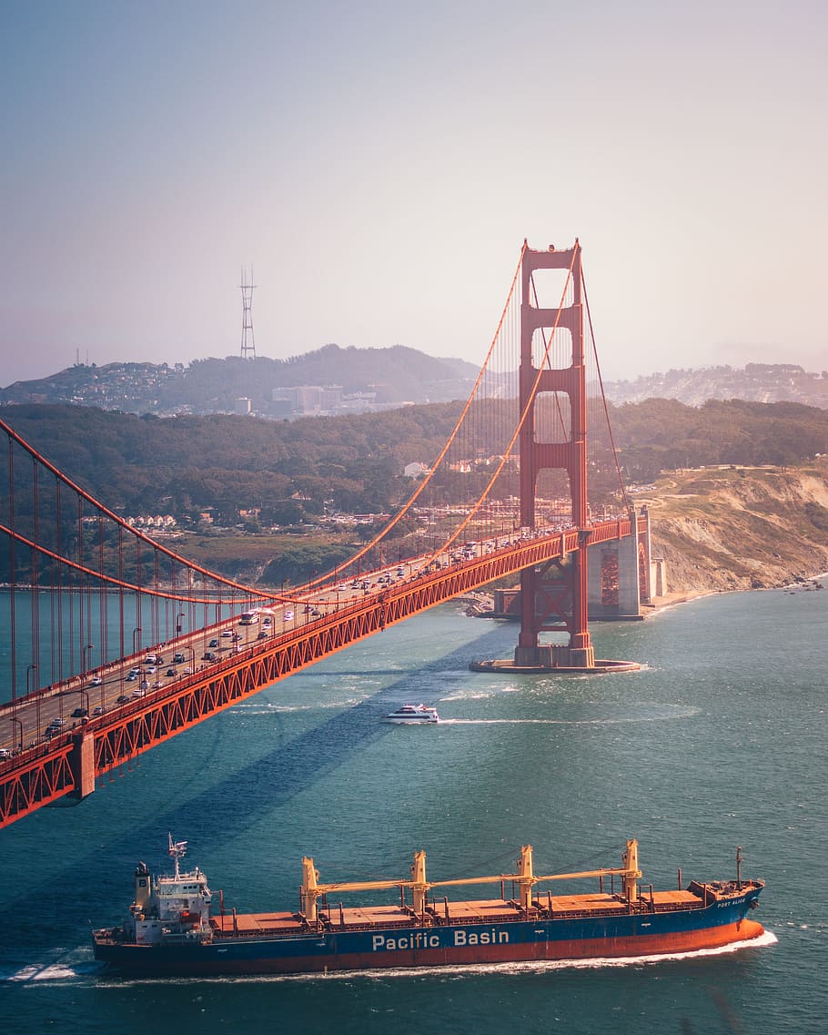 Golden Gate Bridge, USA, water, sea, ocean, boat, travel, car HD wallpaper