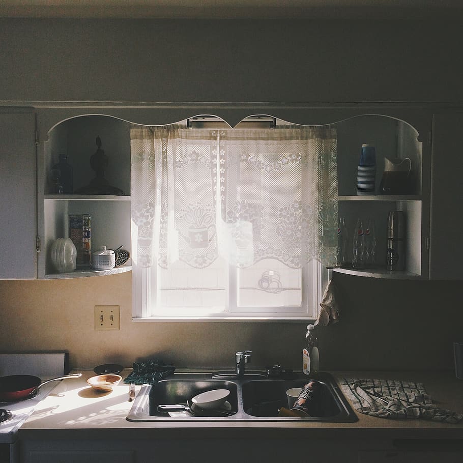 shadow, beautiful, cute, window, home, house, dish, sink, kitchen HD wallpaper