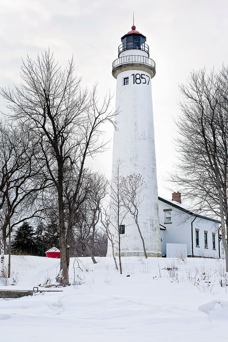 lighthouse, construction, architecture, winter, ice, snow, frozen HD wallpaper