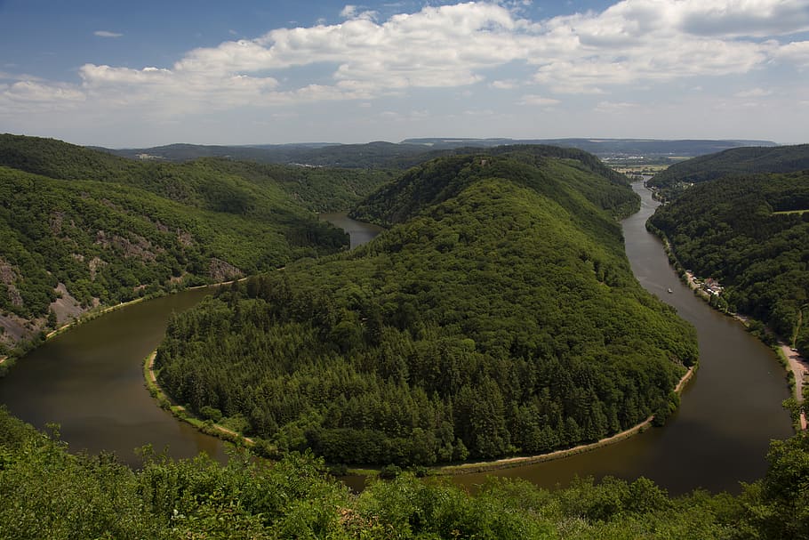 saar loop, viewpoint, saarland, forest, nature, river landscape HD wallpaper