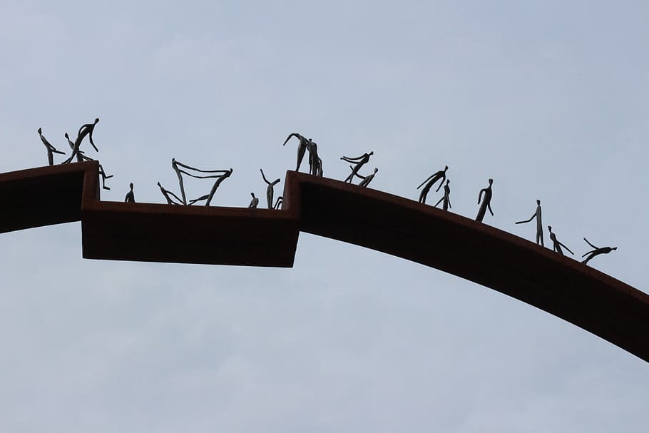 germany, hemer, sculpture, mainstream, bridge, art, people HD wallpaper