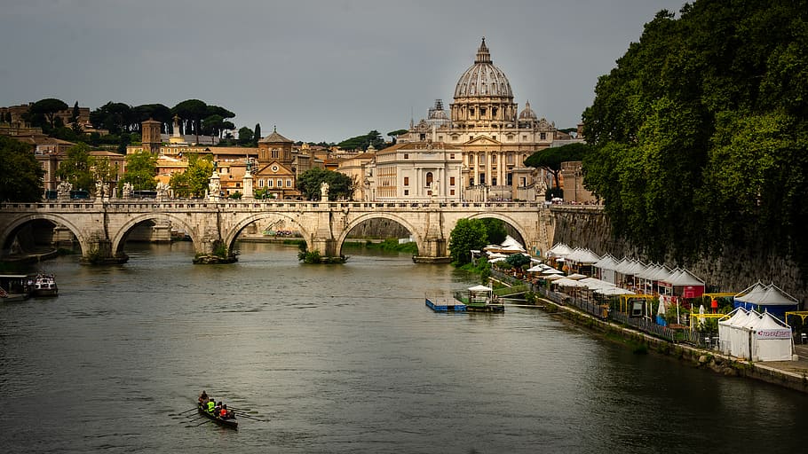 italy, rome, built structure, water, architecture, river, bridge HD wallpaper