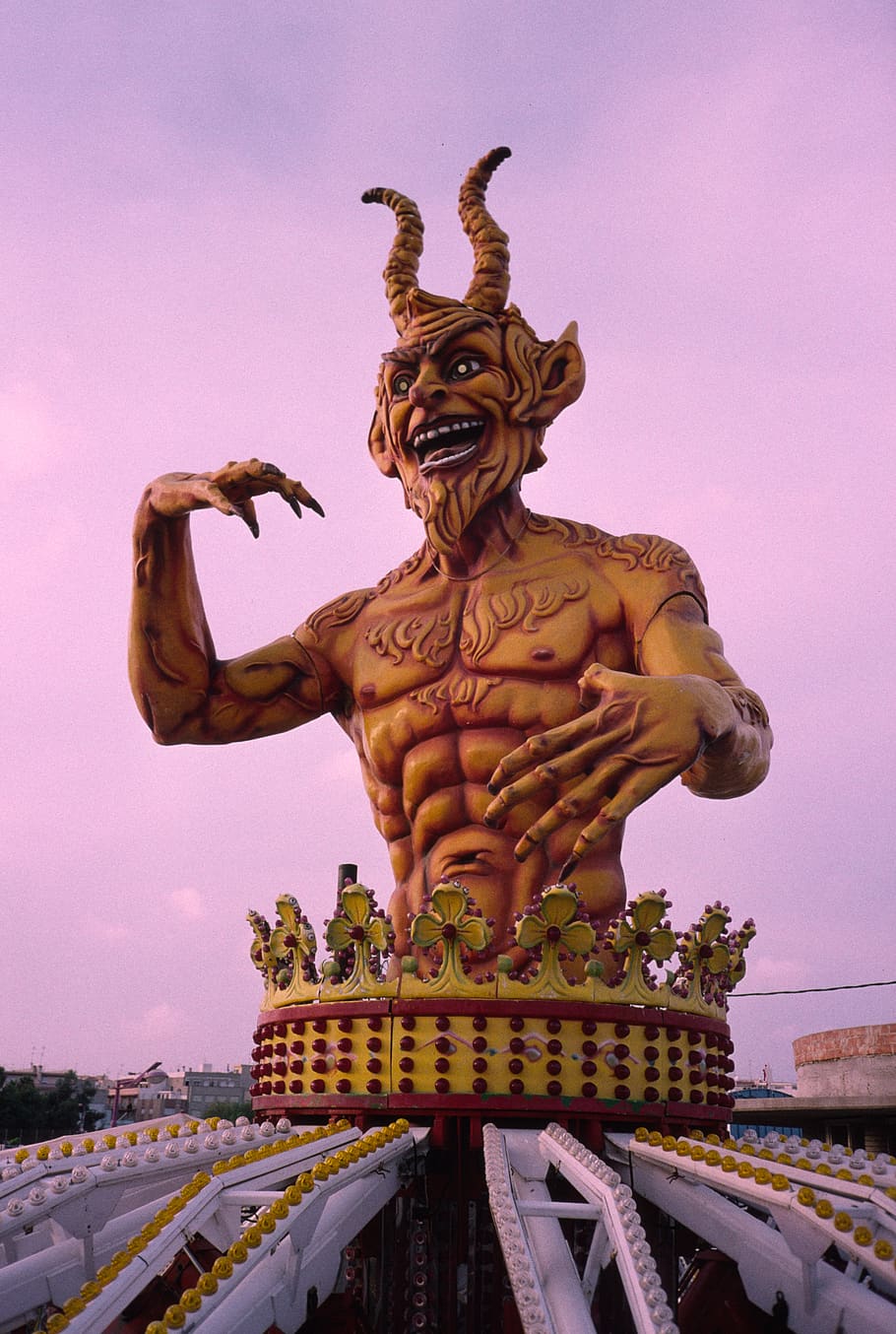 funfair, devil, carrousel, sculpture, statue, representation HD wallpaper