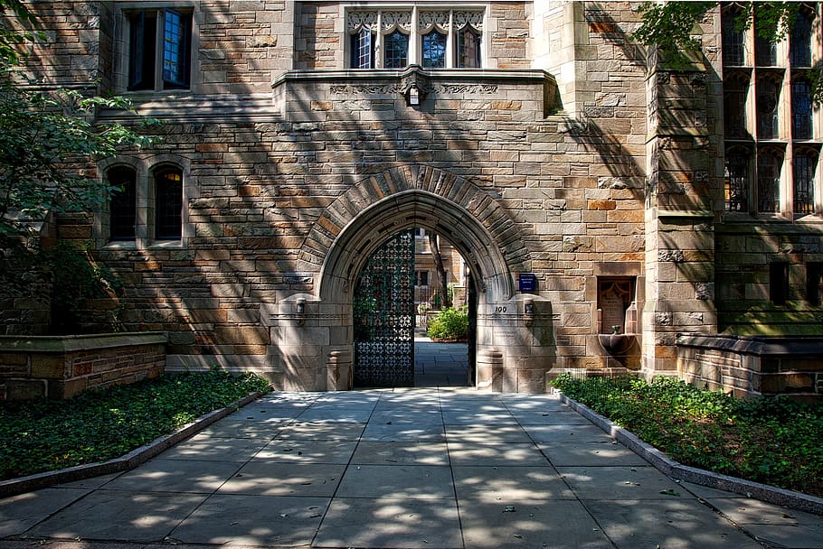 Steel Gate of Brown Brick Building, ancient, arch, architecture HD wallpaper