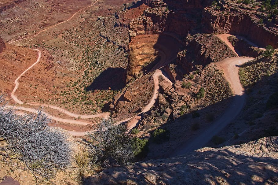 overlooking shafer canyon road, desert, canyonlands, national, HD wallpaper