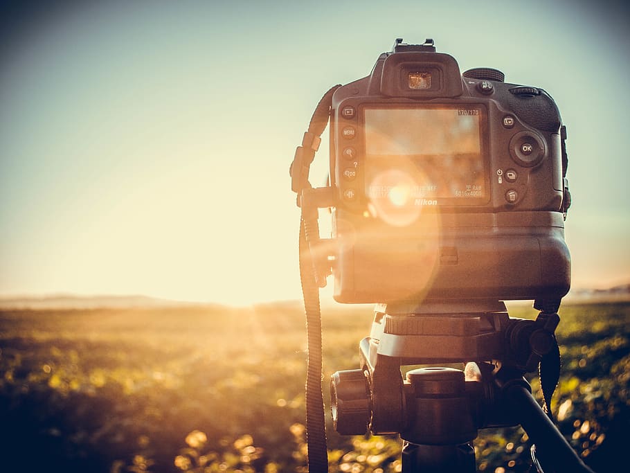 camera, field, sunset, photo, landscape, bokeh, 18-55, nikon HD wallpaper