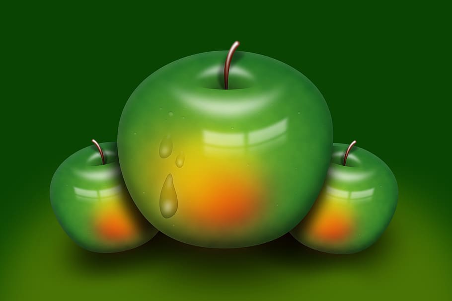 fresh, apple, fruit, nature, sweet, food, green color, studio shot HD wallpaper